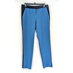 Vince Camuto Color Block Blue Black Stripe Straight Leg Mid Rise Pants Size 4
